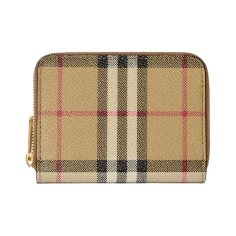 Burberry Calfskin Wallet Women's Beige & Heather Brown-0