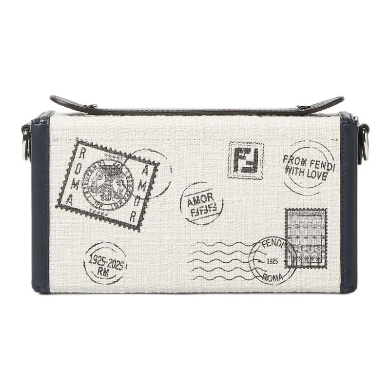 FENDI Canvas Baguette Bag, Shoulder Bag, Crossbody Bag, Handbag Men's White & Multicolor-2