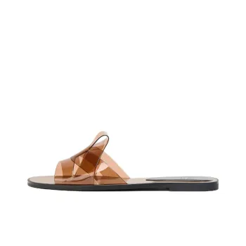 ZARA PU Polyurethane Abrasion Resistant Slide Slippers Women's Beige