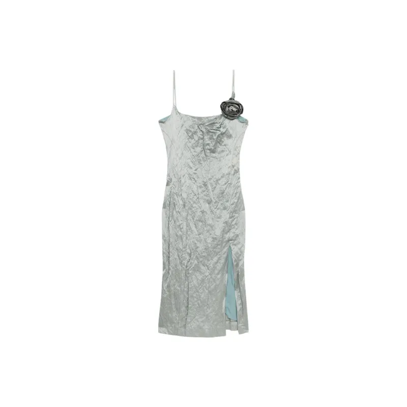 Blumarine Crinkled Satin Midi Dress-0