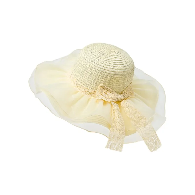 FREE RABBITⅡ Summer Travel Large Brim Straw Hat Seaside Vacation Style Sun Protection UV Protection Bucket Hats Women's-3
