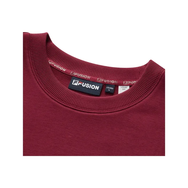FILA FUSION FOB Series Pullover Sweatshirt Unisex Burgundy With A Hint Of Milk-3