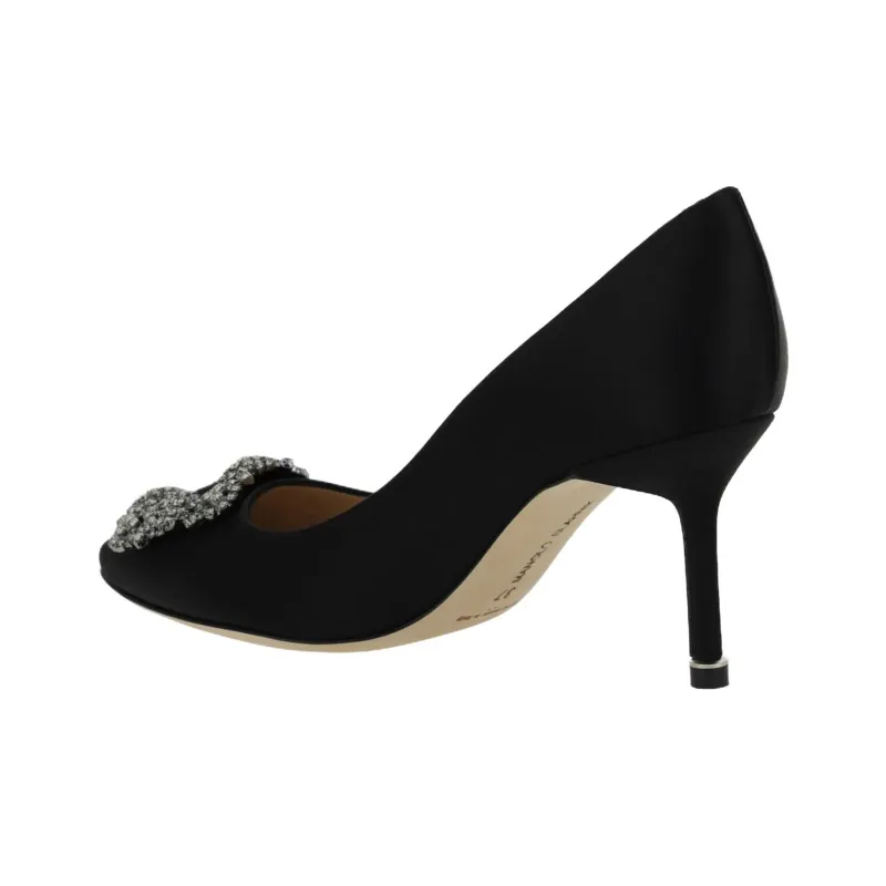 MANOLO BLAHNIK Hangisi Slim Heel High Heels 7cm Women's Black-3