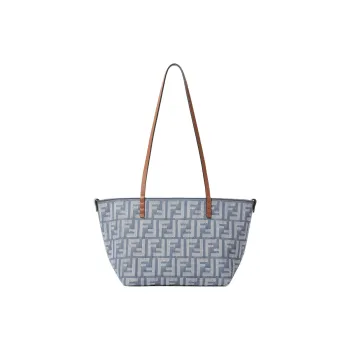 FENDI Roll Cotton Tote Bag, Shopping Bag, Shoulder Bag Trumpets Women's Blue
