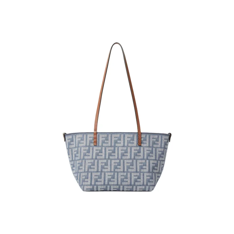 FENDI Roll Cotton Tote Bag, Shopping Bag, Shoulder Bag Trumpets Women's Blue-0