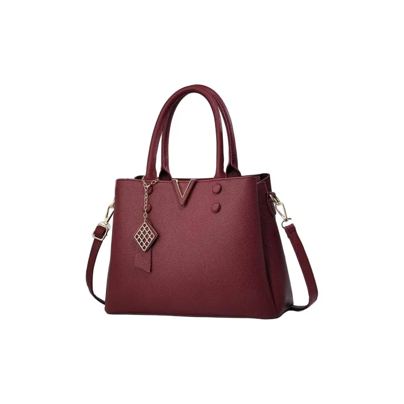 Boniu PU Tote Bag, Single Shoulder Crossbody Handbag Women's Red/Black/Light Khaki-0