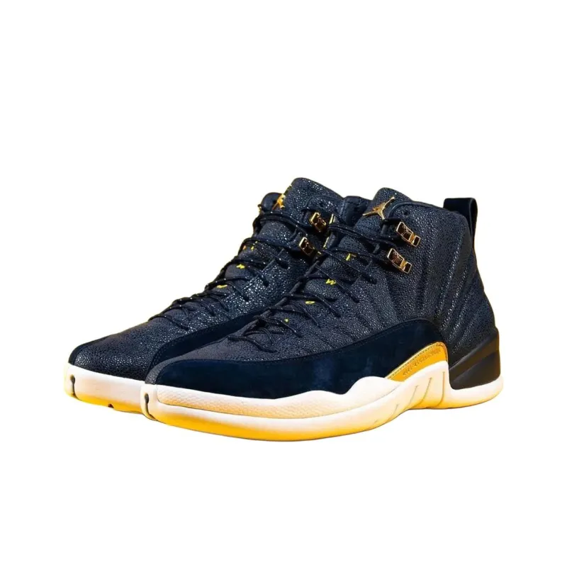Jordan Air Jordan 12 Anti Slip Wear Resistant High Top Basketball Shoes Unisex Black-1