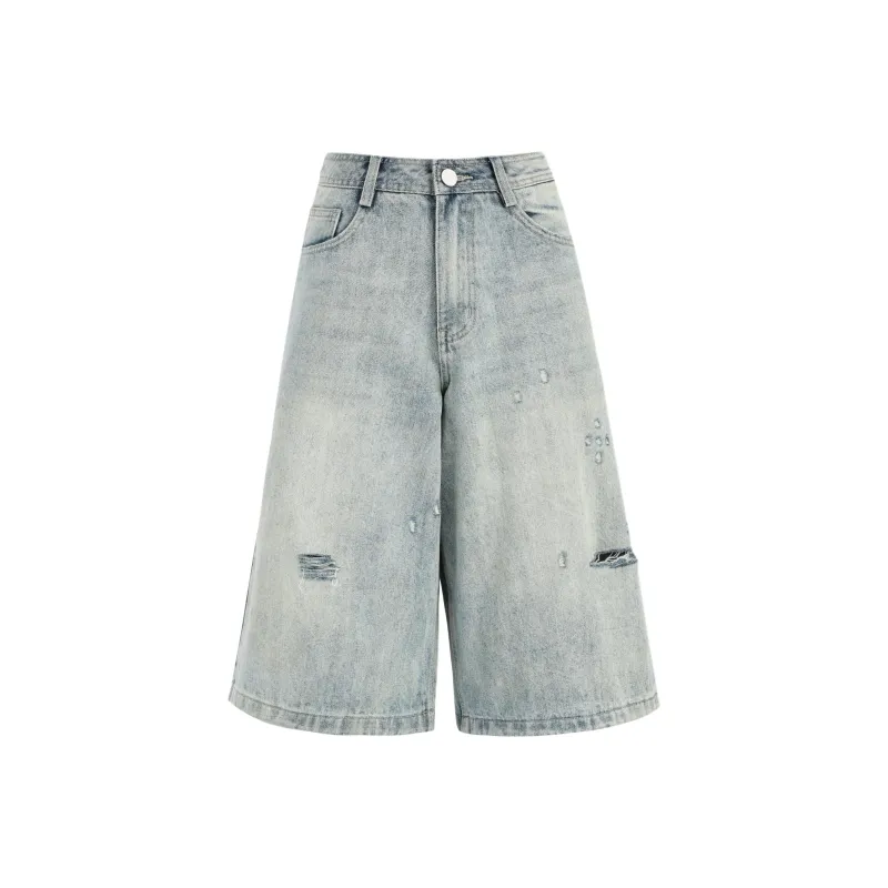 Rose Denim Shorts Women's Vintage Blue-0