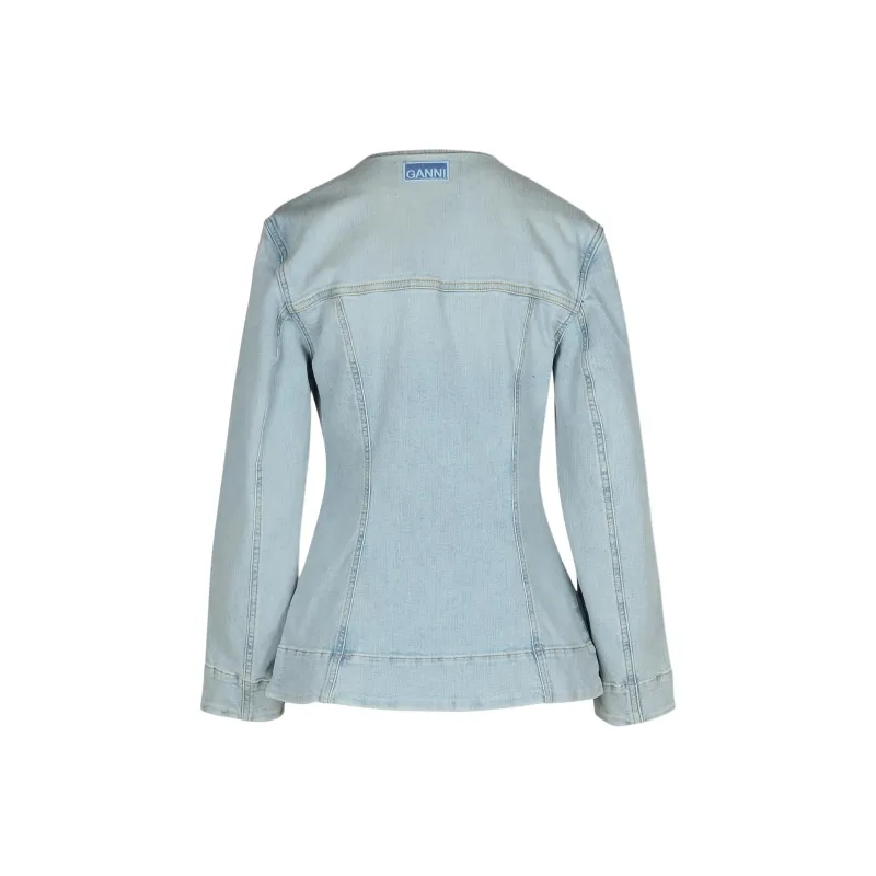 GANNI Fitted Denim Blazer-2