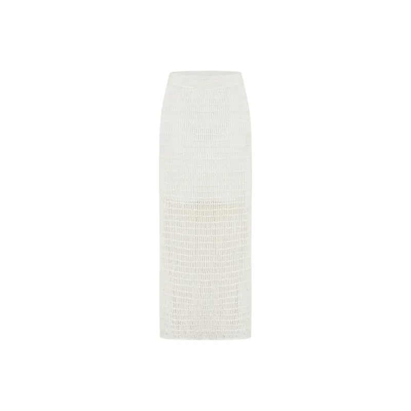MO&CO Casual Long Skirts Women's Raw White-0