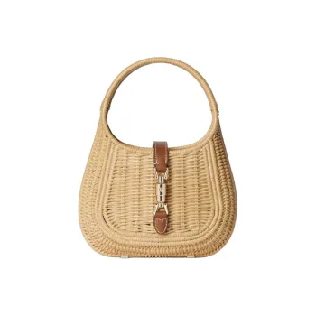 GUCCI Jackie 1961 Wicker Handbag Medium Size Women's Natural