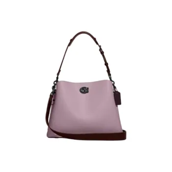 COACH Pebbled Leather Bucket Bags Shoulder Bags Women's Ice Purple