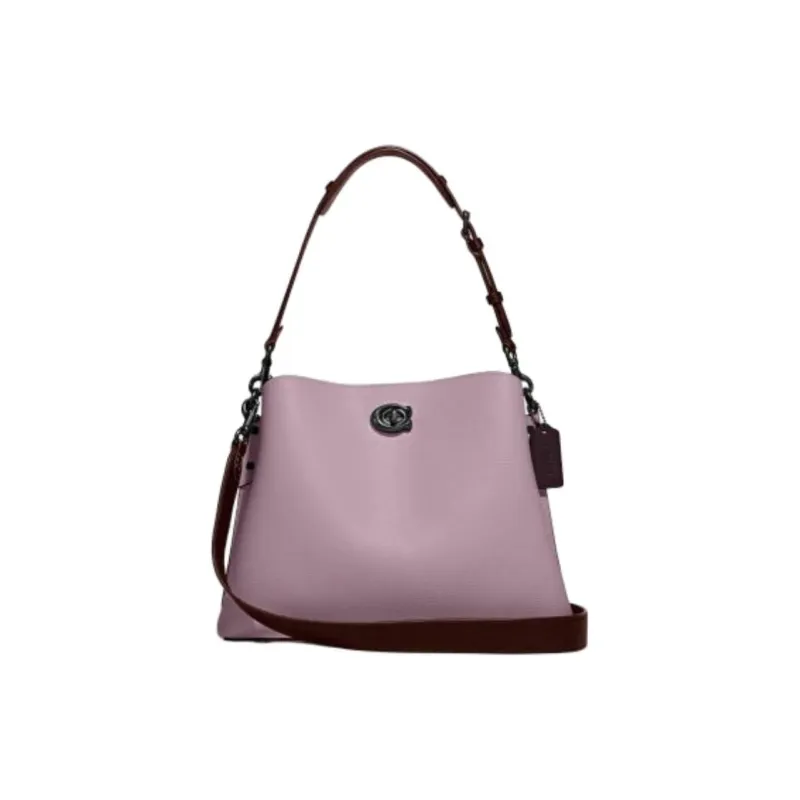 COACH Pebbled Leather Bucket Bags Shoulder Bags Women's Ice Purple-0