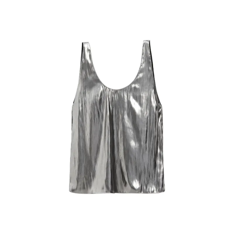 Massimo Dutti Tank Tops Women's Silver-0