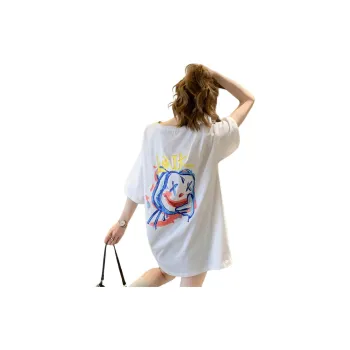 JEANSWEST T Shirt Drop Shoulder Sleeve Summer Women's White