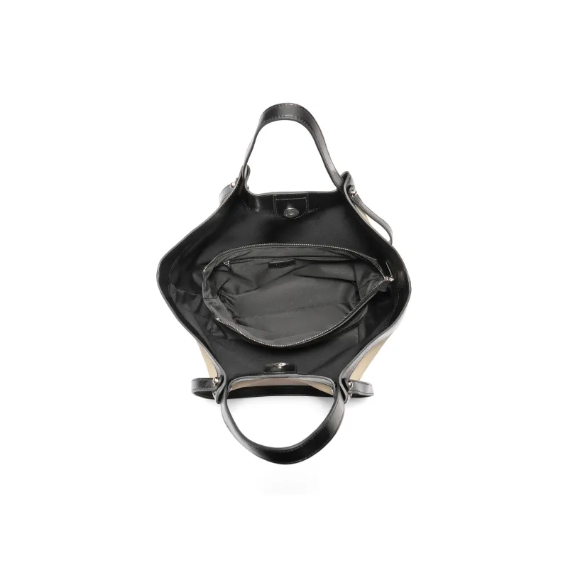 BELLE Artificial Leather Handbag Women's Ecru/Mustard Green-2