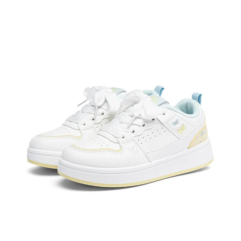 Warrior Abrasion Resistant Height Increasing Low Top Skateboard Shoes Women's White Yellow Moon-2