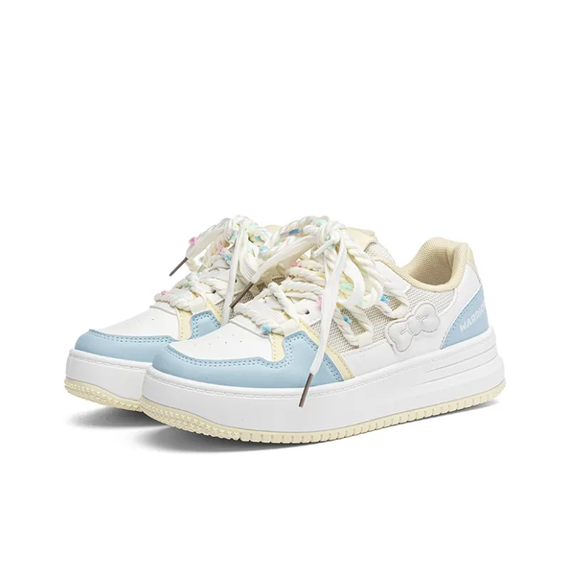 Warrior Slip Resistant, Abrasion Resistant, Breathable Low Top Skateboard Shoes Women's Beige Yellow Blue-2