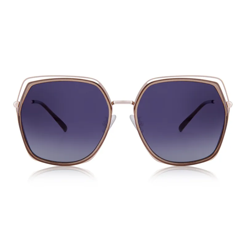 VEGOOS TR/Memory Plastic Stainless Steel Irregular Shape Sunglasses Women's-2
