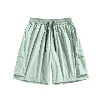 HIPANDA Cargo Shorts Unisex Light Green #P Panda White Thick Engraving Film