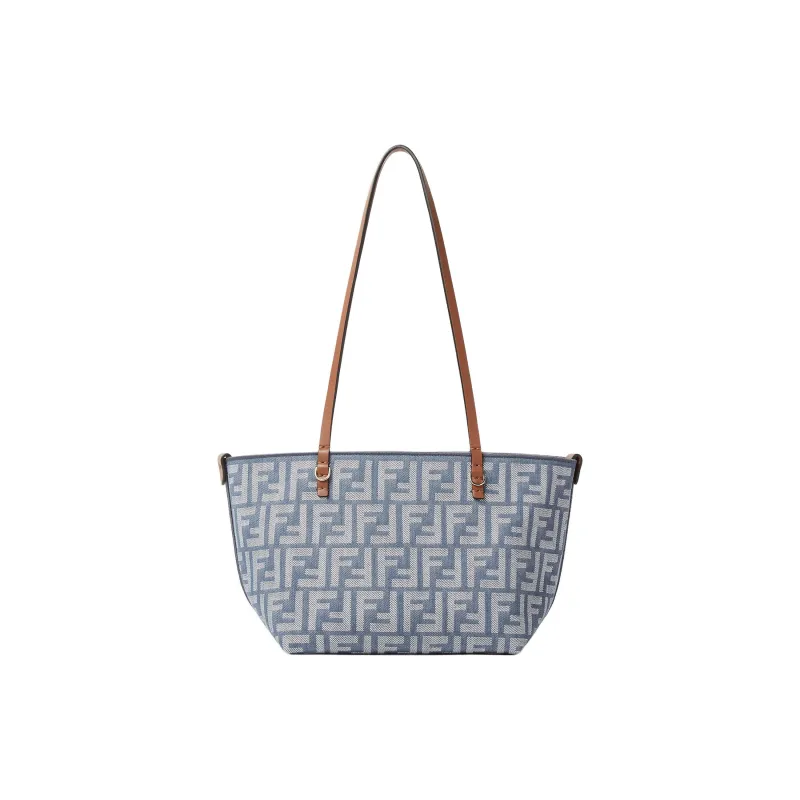 FENDI Roll Cotton Tote Bag, Shopping Bag, Shoulder Bag Trumpets Women's Blue-3