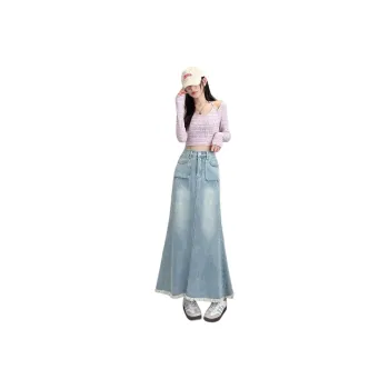 YICHEN Denim Long Skirt Women's