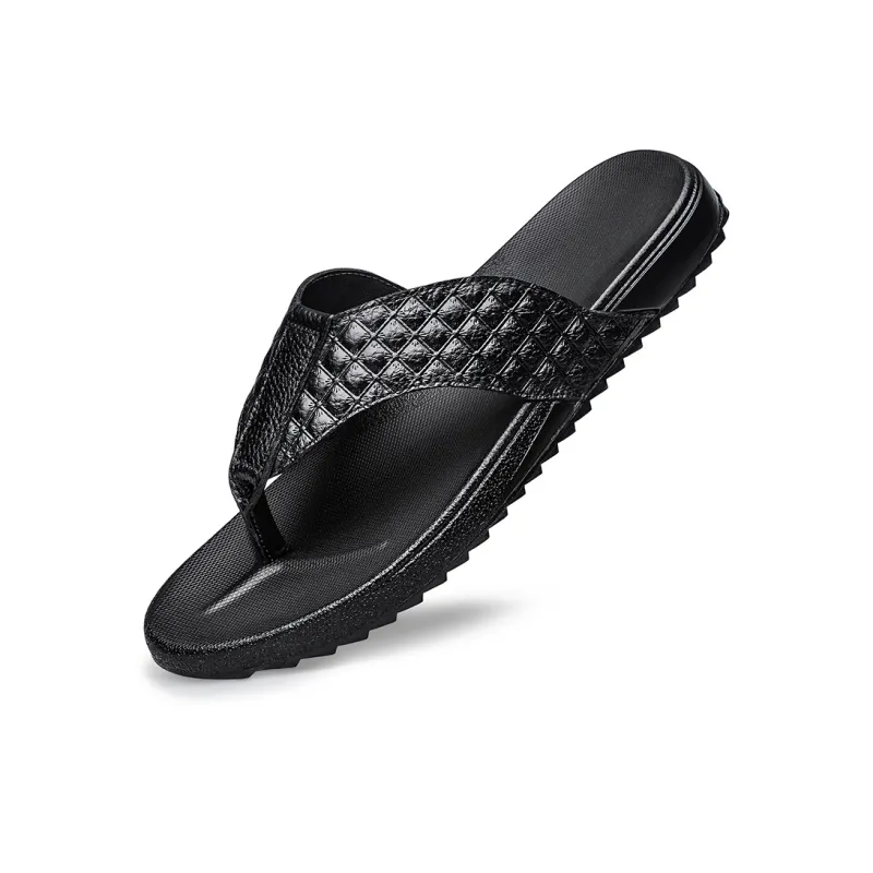 AIPSEN Flip Flops Men's Black Square-2