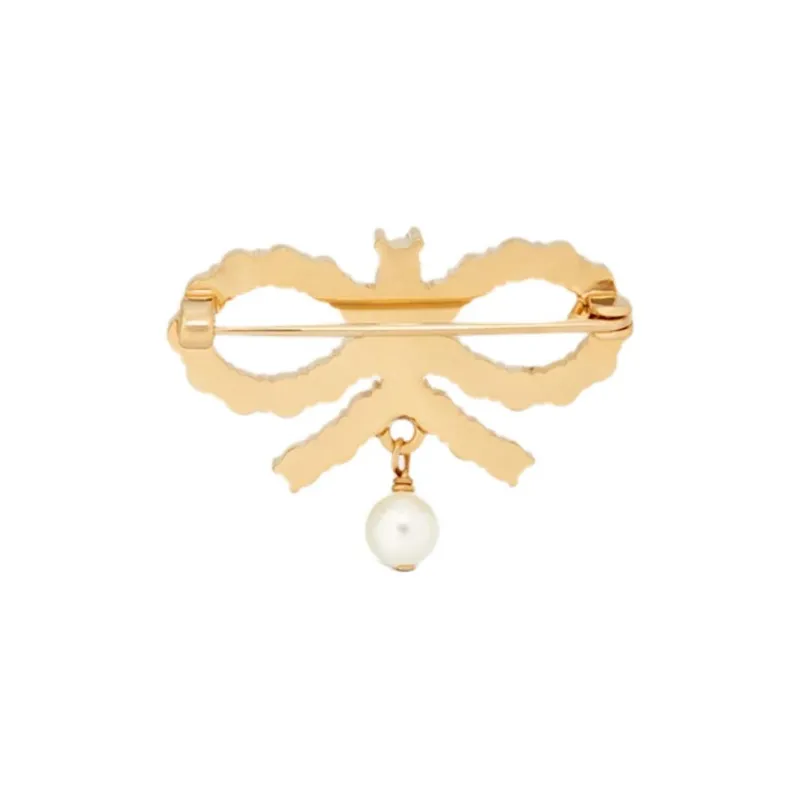 DIOR Crystal Brooches Women's Gold-2
