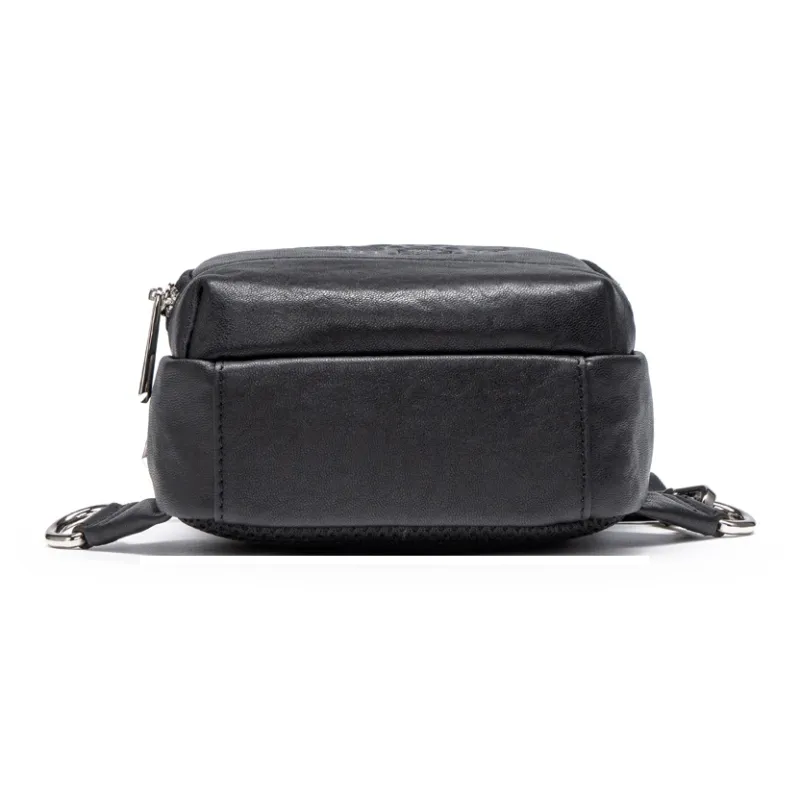 Chrisdien Deny Cow Leather With Fabric Sling Bag Regular Men's Black-4