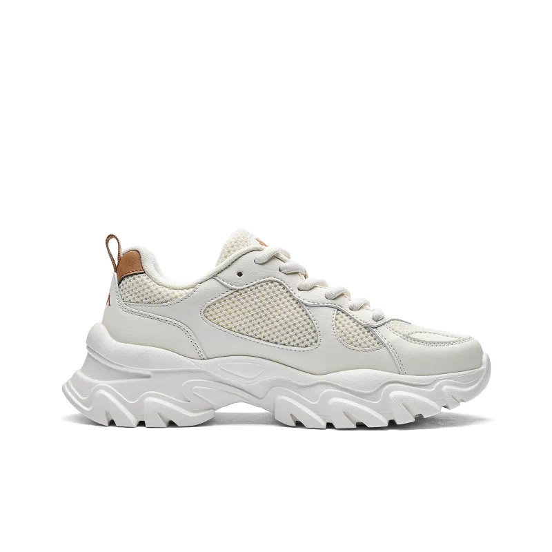 Kappa Back to Back Anti Slip Wear Resistant Low Top Chunky Sneakers Women's White Brown-1