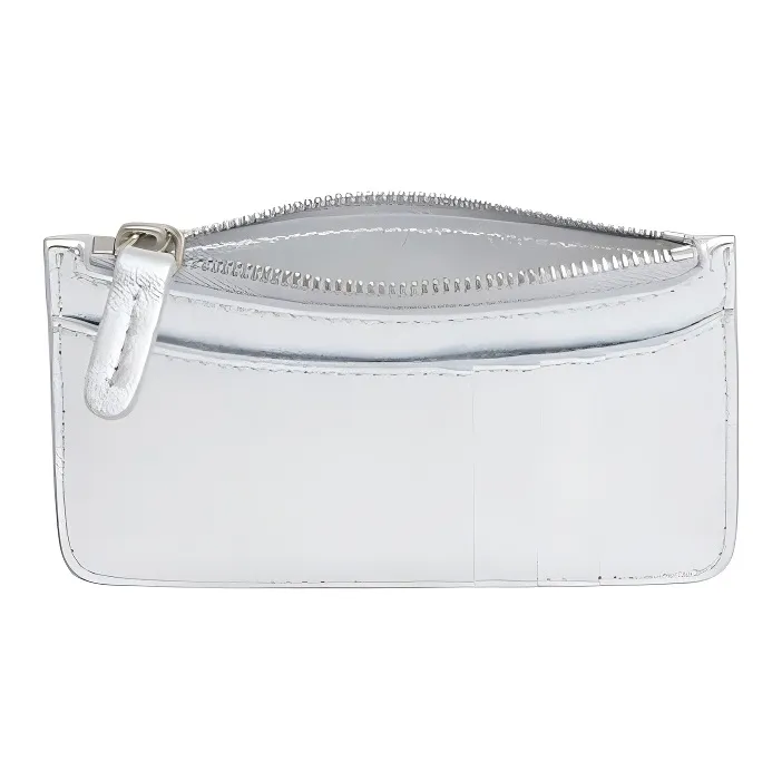 MANSUR GAVRIEL Lambskin Card Holder Women's Silver-2