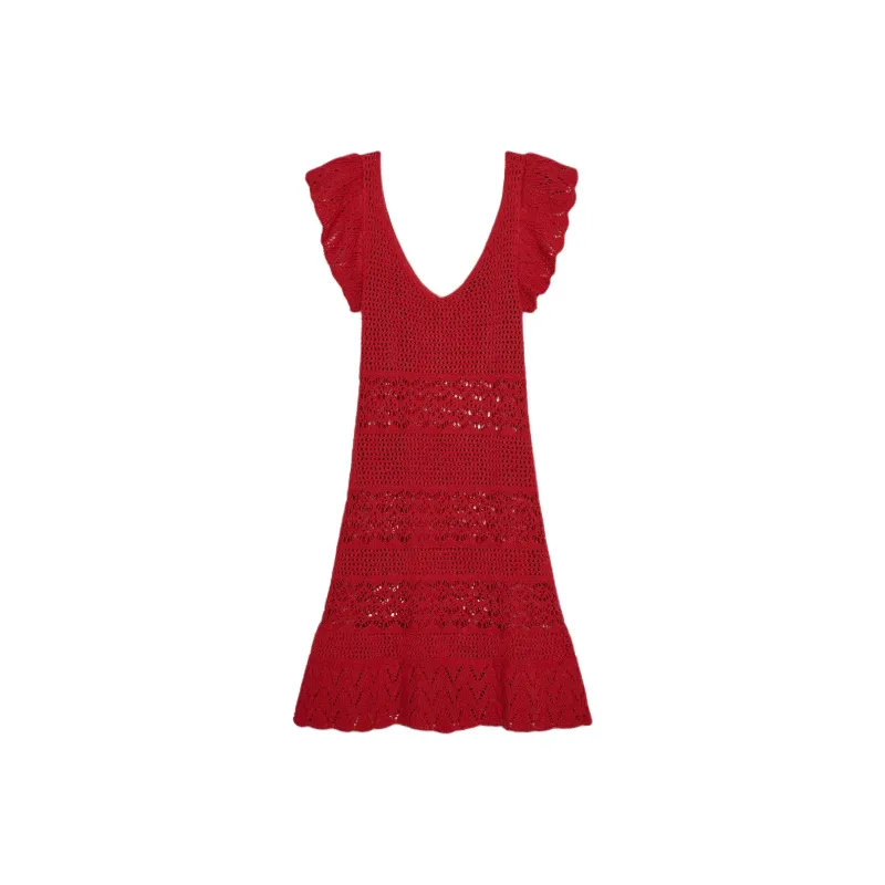 ZARA Sleeveless Dresses Women's Red-0