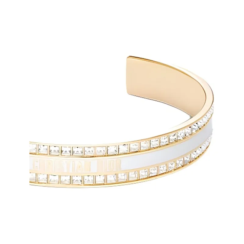 DIOR Gold Plated Bangles Women's White-2