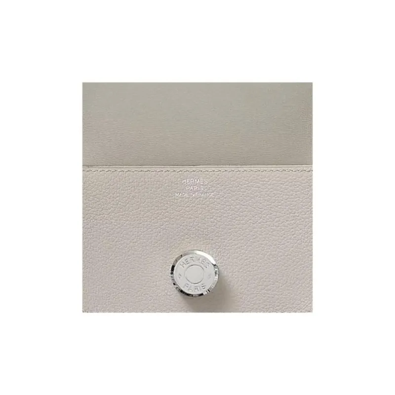 HERMES Dogon Evercolor Calfskin Card Holder Women's 8L Beton Glacier White & Concrete Gray-2