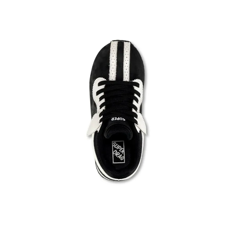 LuzaoT SUPER DRAG Breathable Low Top Skateboard Shoes Women's Black White-2