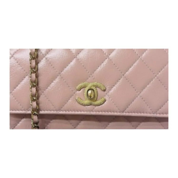 CHANEL Sheepskin One Shoulder Handbag Women's Light Pink-1