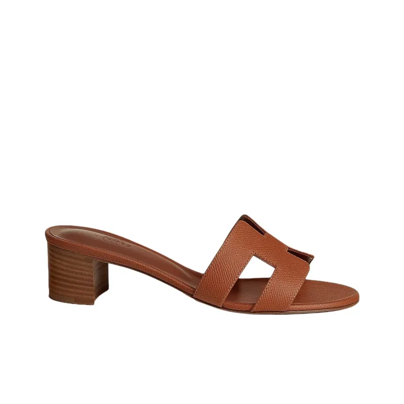 HERMES Oasis Slide Slippers 5cm Women's Brown-1