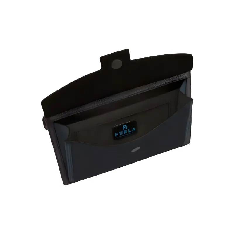 Furla Cow Leather Patchwork Suede Clutch Men's Black-3