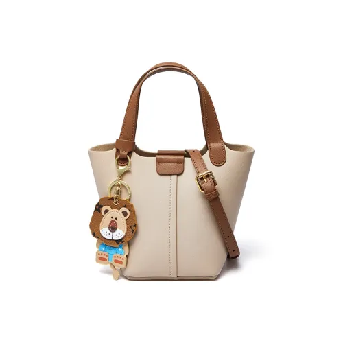Narandu Cow Leather Basket Bag Bucket Bag One Shoulder Handbag Mini Women's Mint Green/Alaska White