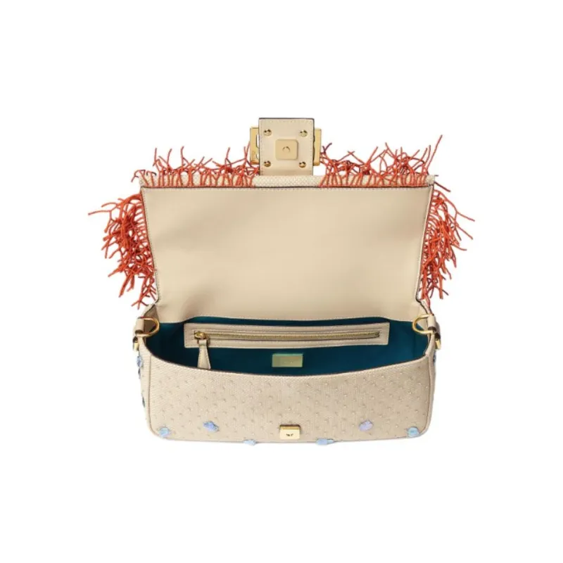FENDI Woven Fabric Baguette Bag, Shoulder Bag, Crossbody Bag, Handbag Medium Size Women's Multicolor-3