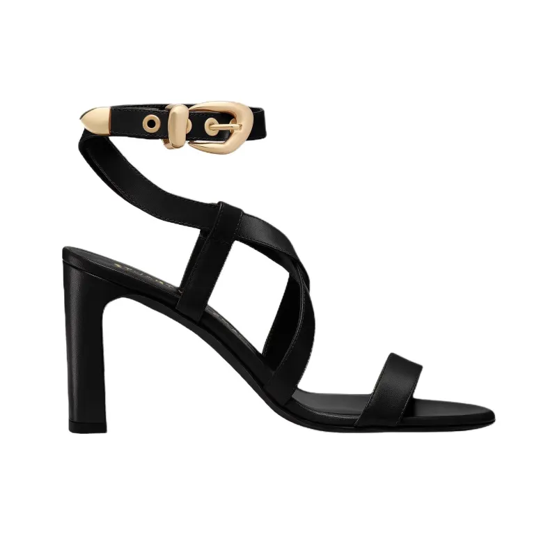 Stuart Weitzman/SW Maven Block One Strap Sandals 8.5cm Women's Black-1