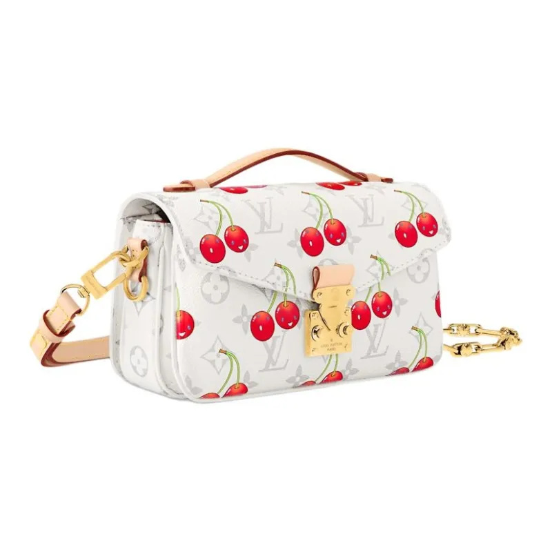 LOUIS VUITTON Takashi Murakami, Collaboration Leather Shoulder Bag, Crossbody Bag, Handbag Women's White-1