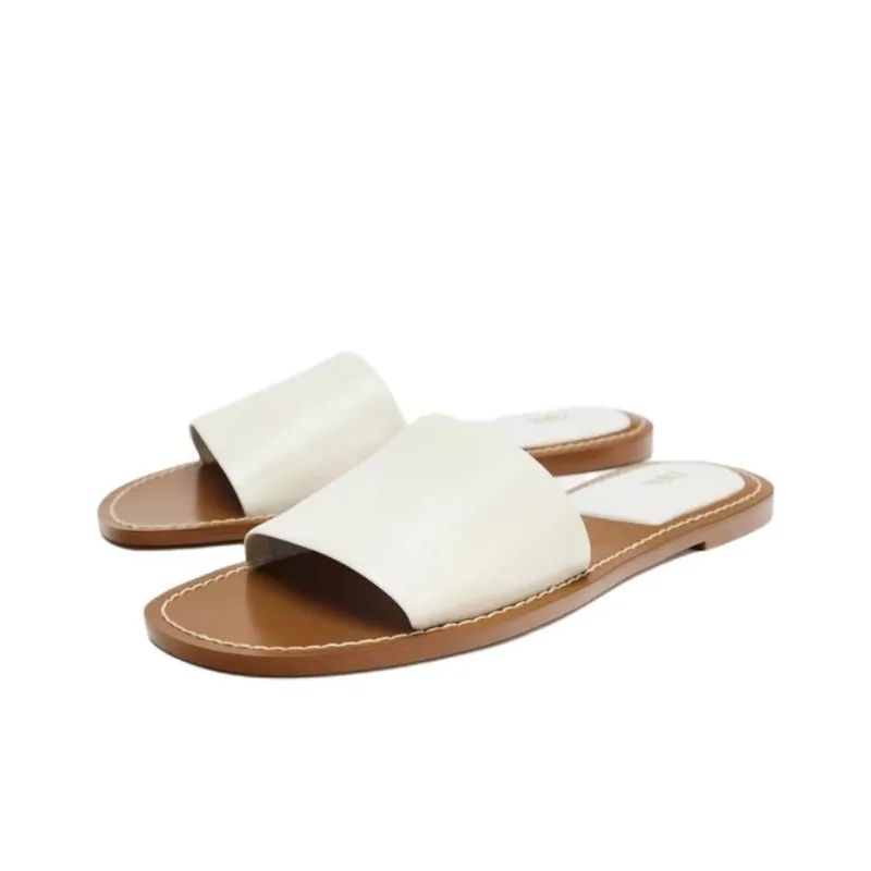 ZARA Abrasion Resistant Slide Slippers Women's White-2