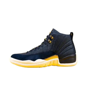 Jordan Air Jordan 12 Anti Slip Wear Resistant High Top Basketball Shoes Unisex Black