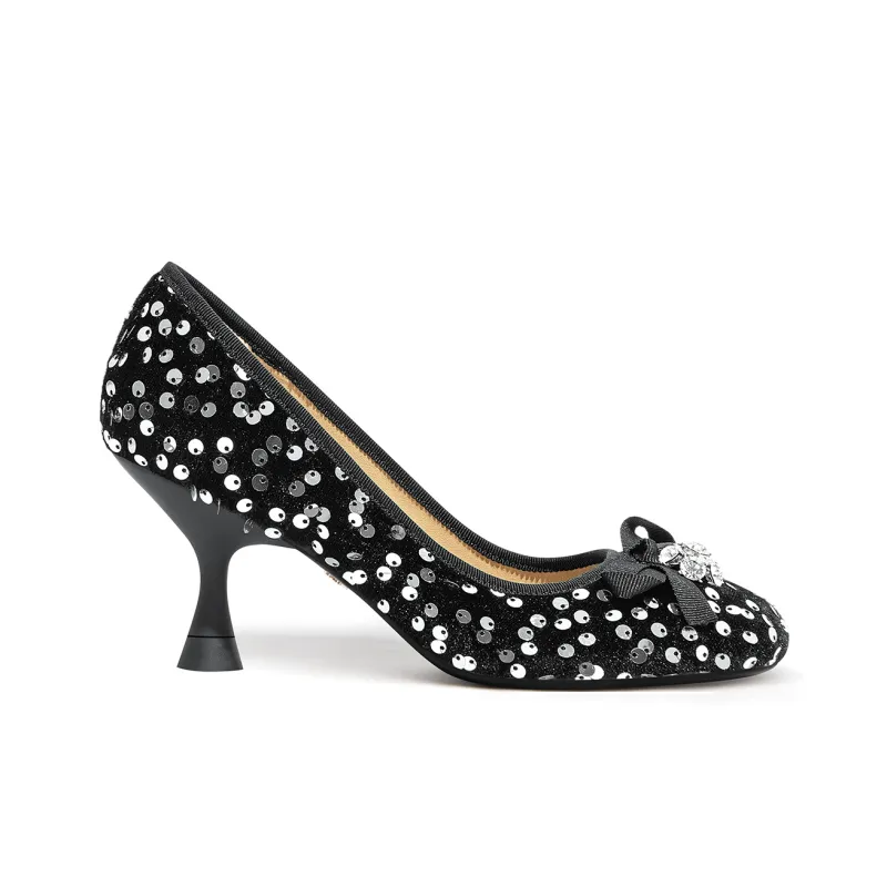 Lily Wei Rosescene Spool Heel High Heels Women's Black-3
