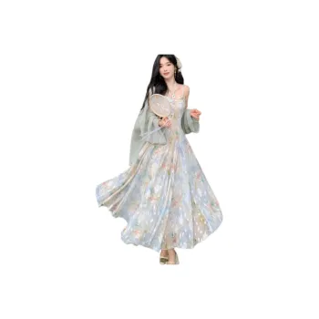 GOSO Slip Dresses Women's Water Wave Blue Dress