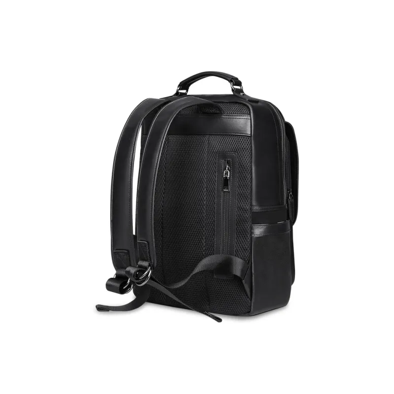 PESASRIE Top Grain Cow Leather Backpack Regular Men's Black-3