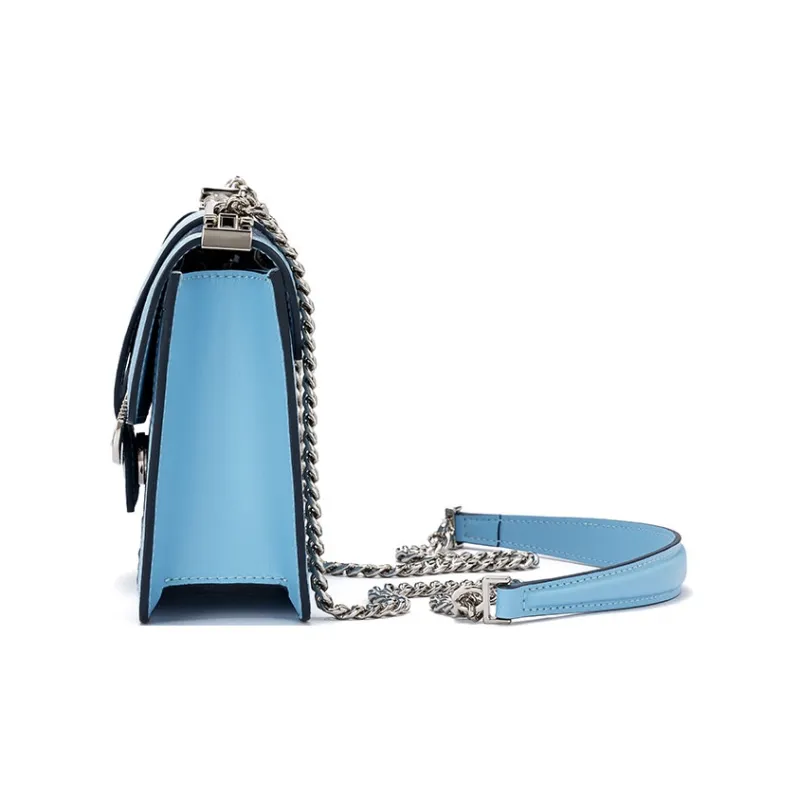 ROBERTA DI CAMERINO Fabric, Cow Split Leather Shoulder Bag Women's Sea Blue/Silver Gray-3