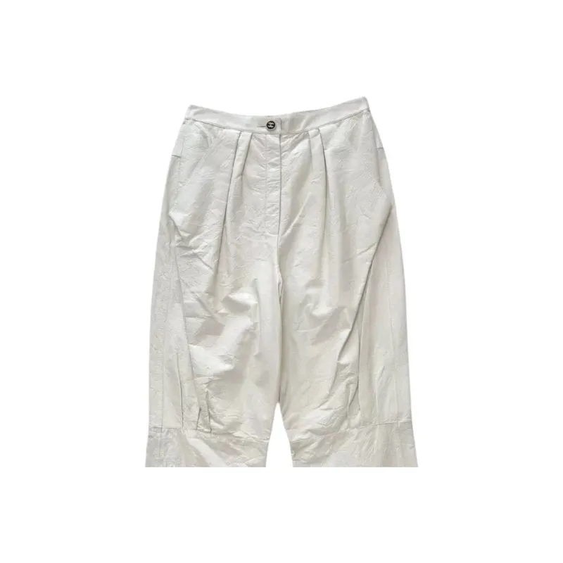 CHANEL 22C Leather Pants Women's White-2