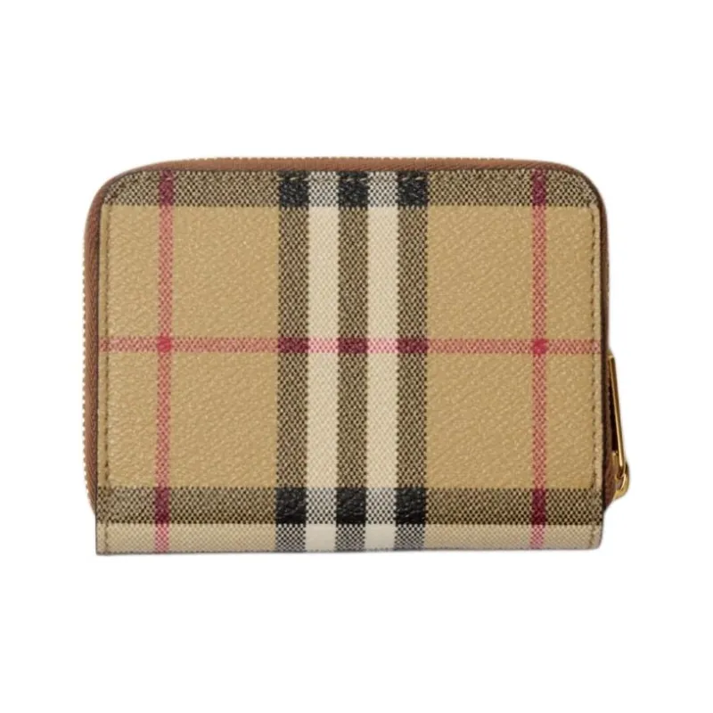 Burberry Calfskin Wallet Women's Beige & Heather Brown-1